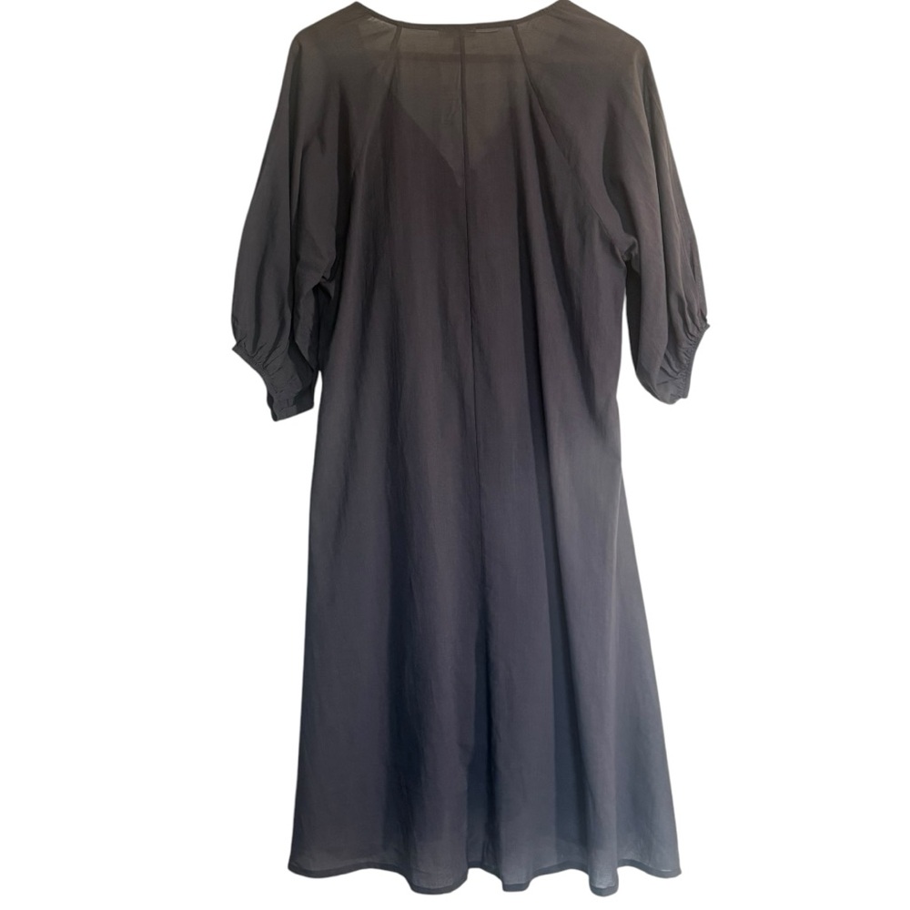 JOHNNY WAS Calme Lightweight Blue Linen Midi Dress with Slip Button Neckline XS - Picture 2 of 10